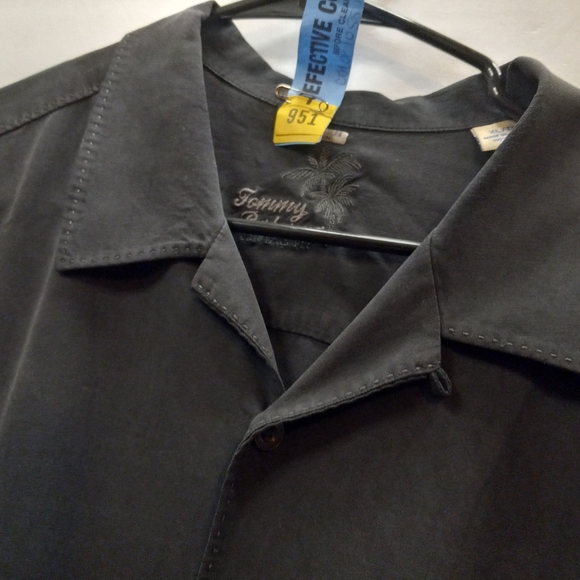 Tommy Bahama 100% Silk Original Fit Black XL Button Down Short Sleeves Shirt - Picture 11 of 16